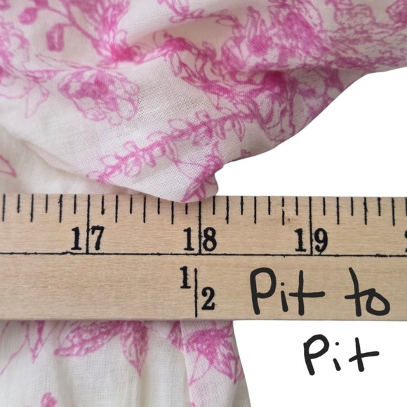 &Merci Womens Pink Floral Ruffled Cotton Mini Dress Puff Sleeve SZ M Coquette - Picture 10 of 12